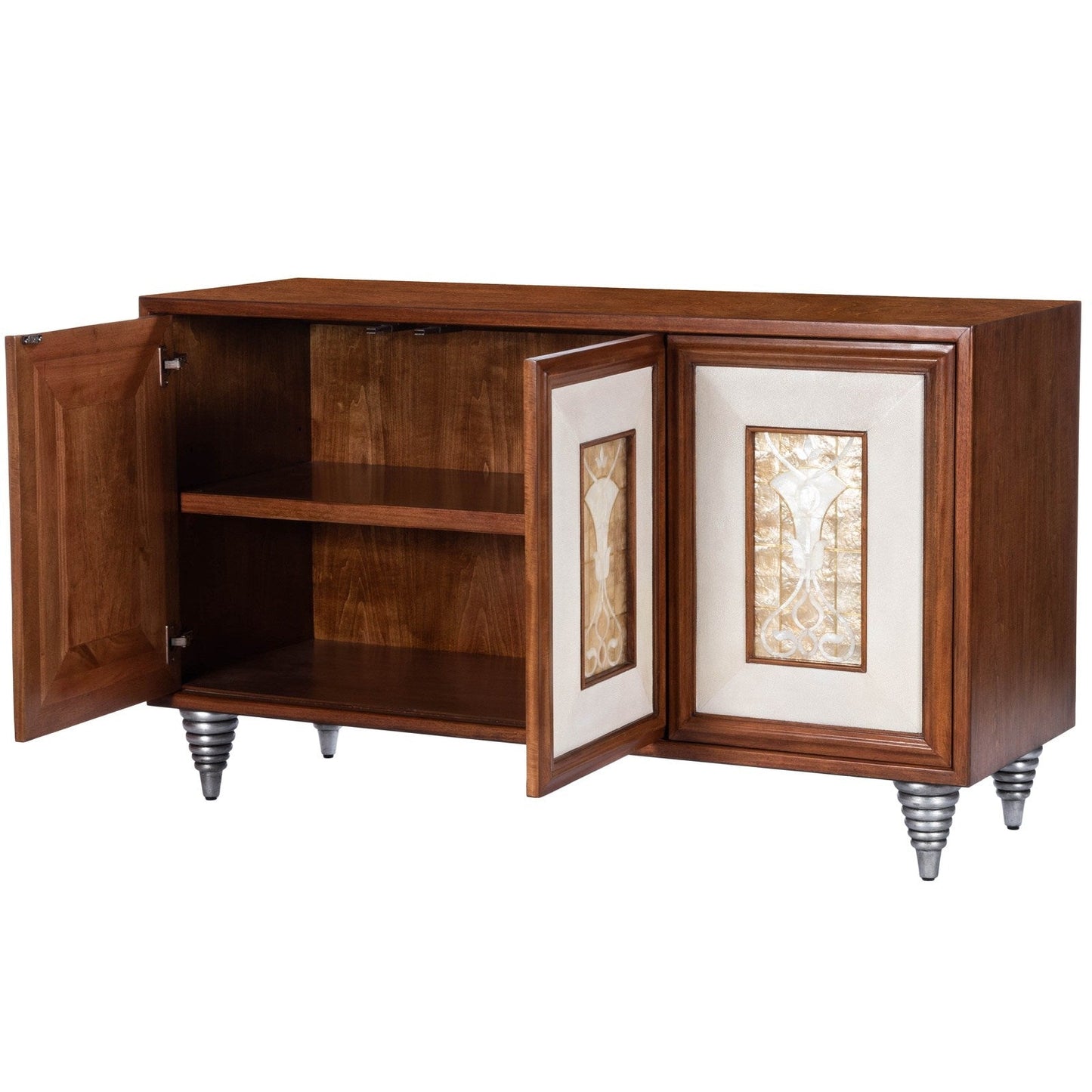 Butler Specialty Company Shelly Leather & Capiz Shell Inlay 55"" Sideboard, Medium Brown -  5486350