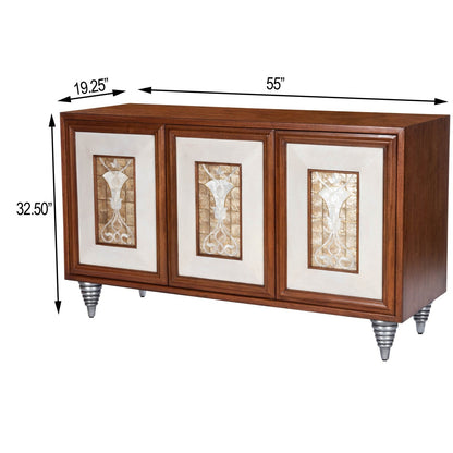 Butler Specialty Company Shelly Leather & Capiz Shell Inlay 55"" Sideboard, Medium Brown -  5486350