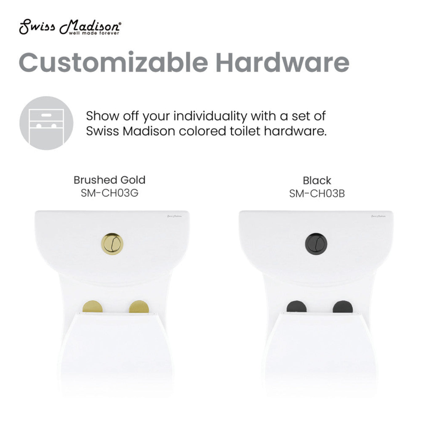 Swiss Madison Sublime One Piece Elongated Toilet Dual Flush, Brushed Gold Hardware 1.1/1.6 gpf - SM-1T205HG