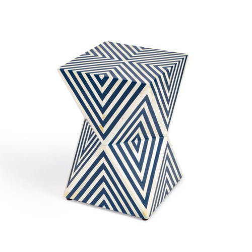 Butler Specialty Company Anais Bone Inlay Accent Table, Navy Blue and White  - 5510319
