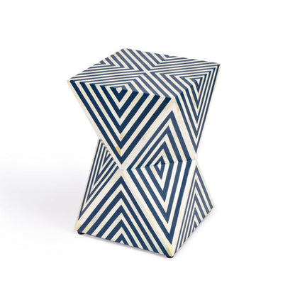 Butler Specialty Company Anais Bone Inlay Accent Table, Navy Blue and White  - 5510319