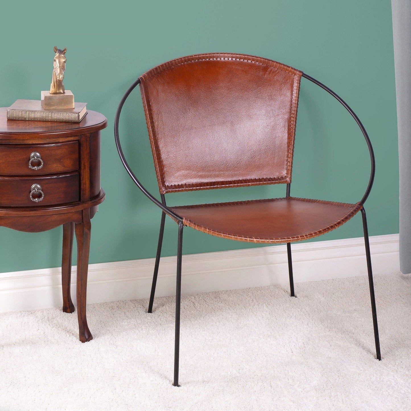 Butler Specialty Company Milo Leather Accent Chair, Medium Brown  - 5511344