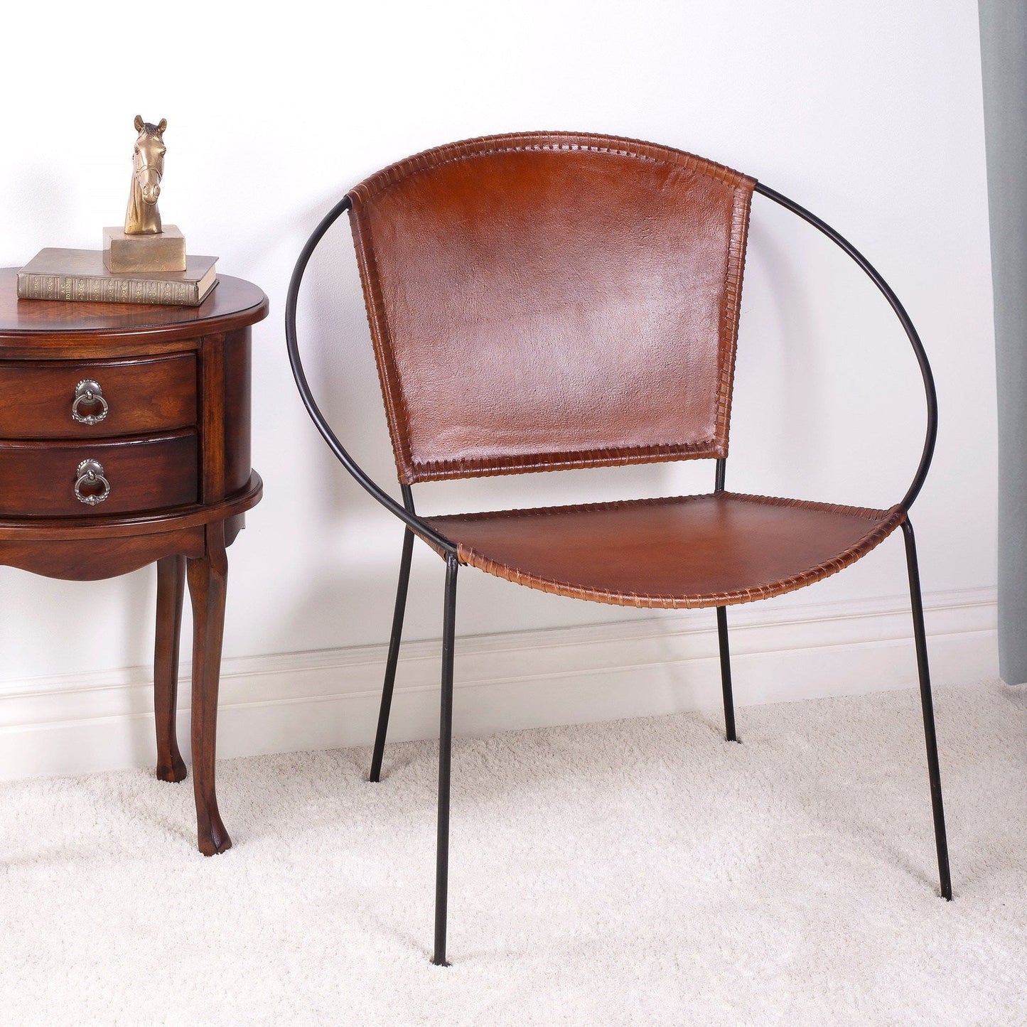 Butler Specialty Company Milo Leather Accent Chair, Medium Brown  - 5511344