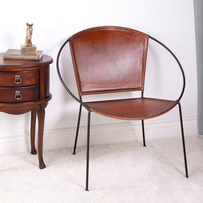 Butler Specialty Company Milo Leather Accent Chair, Medium Brown  - 5511344