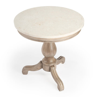 Butler Specialty Company Danielle Marble 24"" Pedestal Accent Table, Tan/Beige -  5515415
