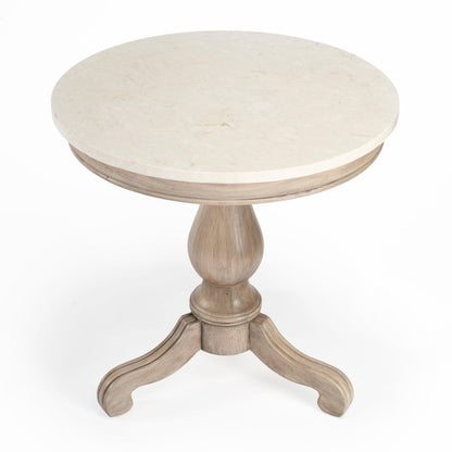 Butler Specialty Company Danielle Marble 24"" Pedestal Accent Table, Tan/Beige -  5515415