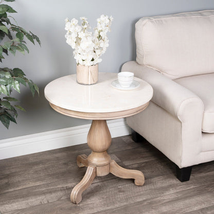 Butler Specialty Company Danielle Marble 24"" Pedestal Accent Table, Tan/Beige -  5515415