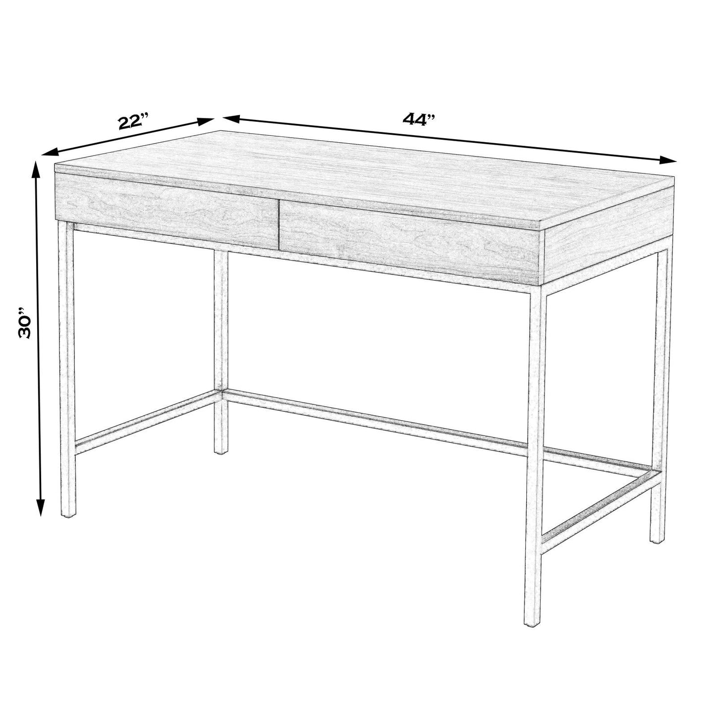 Butler Specialty Company Carl 45"" Wood and Metal Writing Desk, Medium Brown  - 5521054