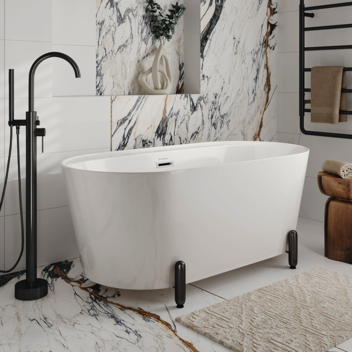 Swiss Madison Monaco 59" Freestanding Bathtub with Matte Black Stand - SM-FB1002MB