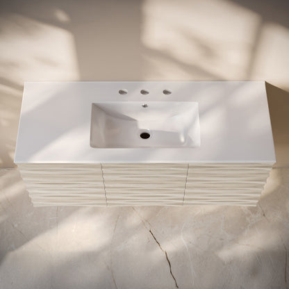 Swiss Madison Cascade 48" Wall-Mounted Bathroom Vanity in White Oak with 3-Hole Widespread Sink Top - SM-BV8607WO