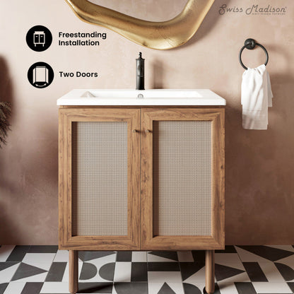 Swiss Madison Classe 30" Freestanding Bathroom Vanity in Golden Oak with Sink Top - SM-BV664