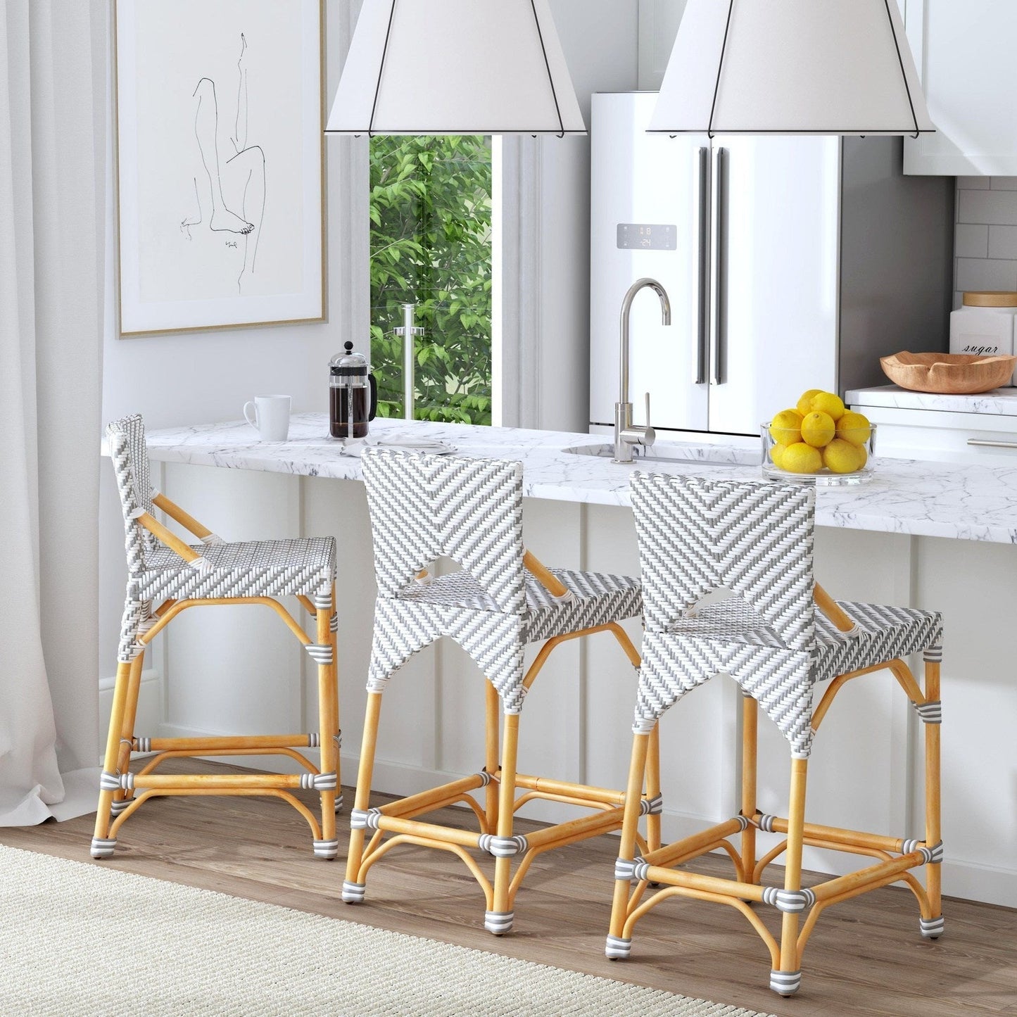 Butler Specialty Company Creanly Rattan 25"" Counter Stool, Gray  - 5603423