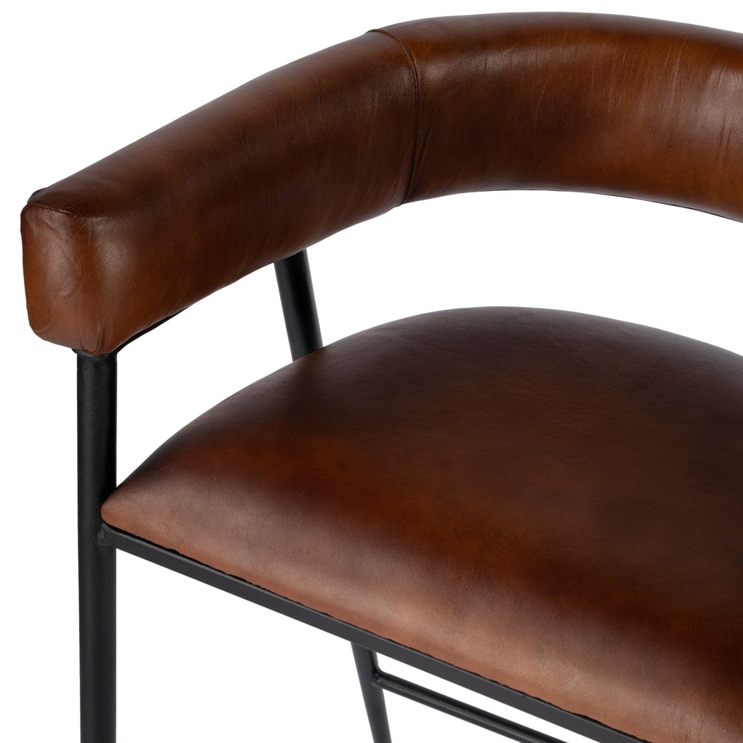 Butler Specialty Company Dallas Leather and Iron cushioned 28.5"" Bar Stool, Medium Brown  - 5618344