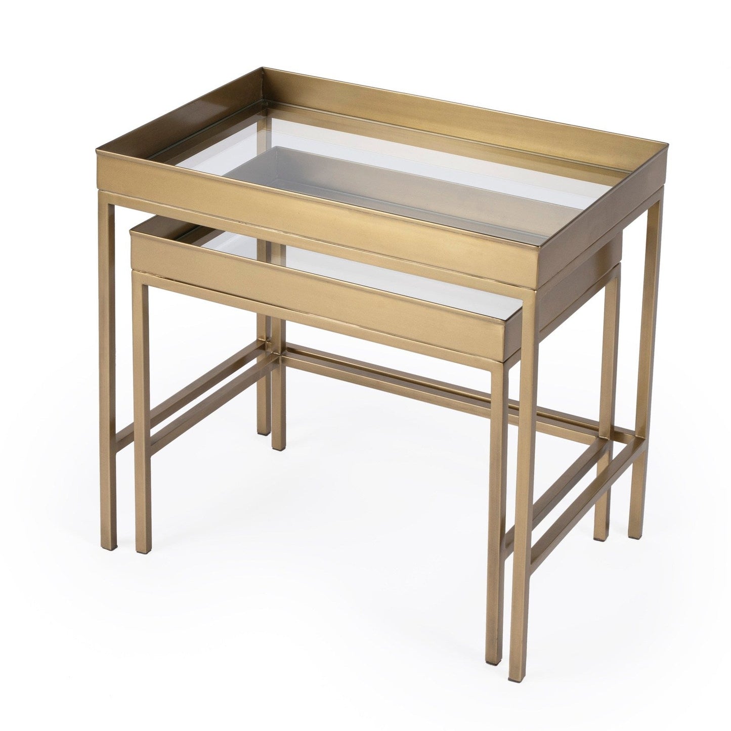 Butler Specialty Company Lenny 2 Piece Glass Nesting Tables, Gold  - 5636226