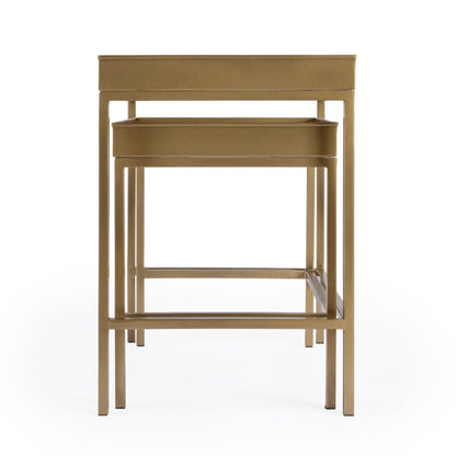Butler Specialty Company Lenny 2 Piece Glass Nesting Tables, Gold  - 5636226