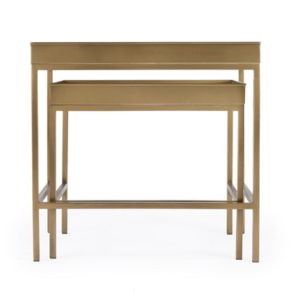 Butler Specialty Company Lenny 2 Piece Glass Nesting Tables, Gold  - 5636226
