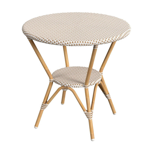 Butler Specialty Company Tobias Outdoor Rattan Round Bistro Table, Beige and White  - 5646433