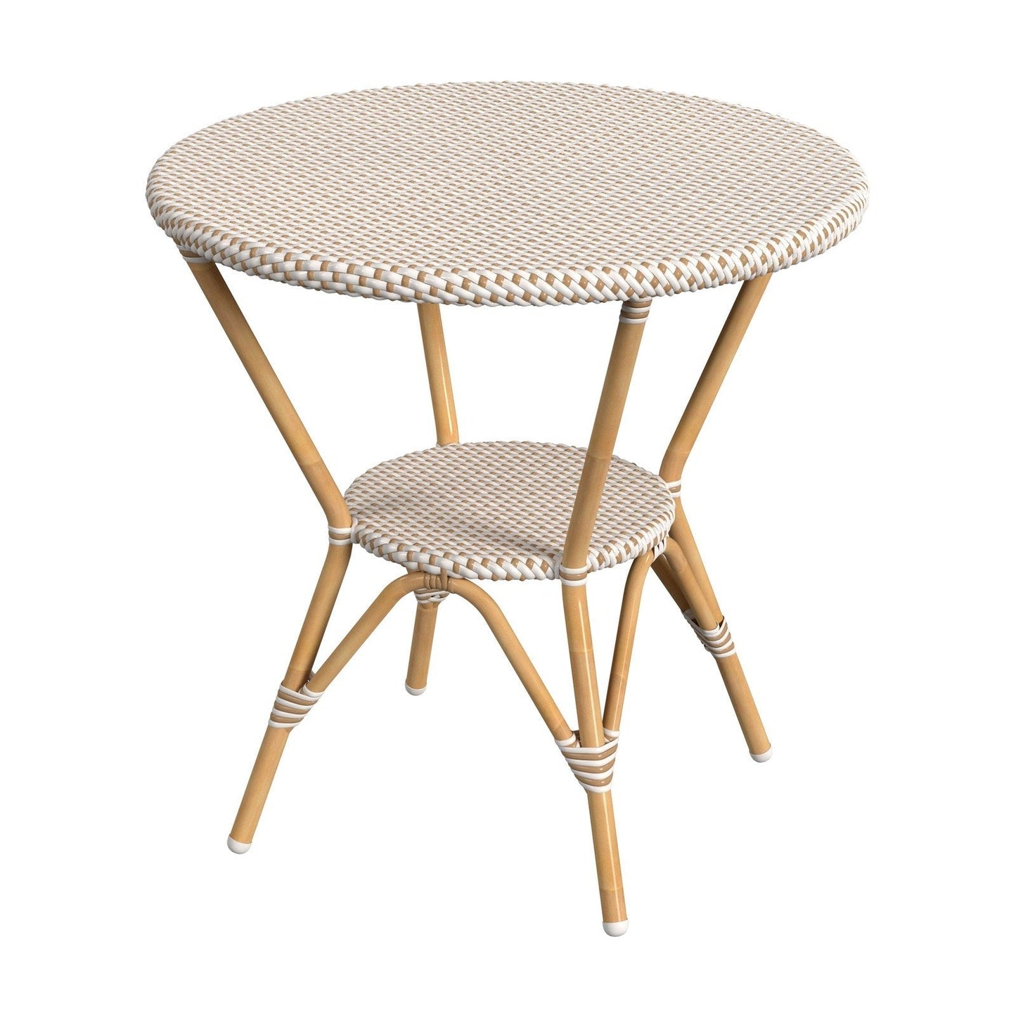 Butler Specialty Company Tobias Outdoor Rattan Round Bistro Table, Beige and White  - 5646433