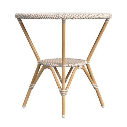 Butler Specialty Company Tobias Outdoor Rattan Round Bistro Table, Beige and White  - 5646433