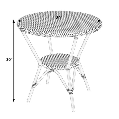 Butler Specialty Company Tobias Outdoor Rattan Round Bistro Table, Beige and White  - 5646433
