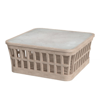 Butler Specialty Company Monhegan Outdoor Teak and Marble Coffee Table, Light Brown  - 5666436
