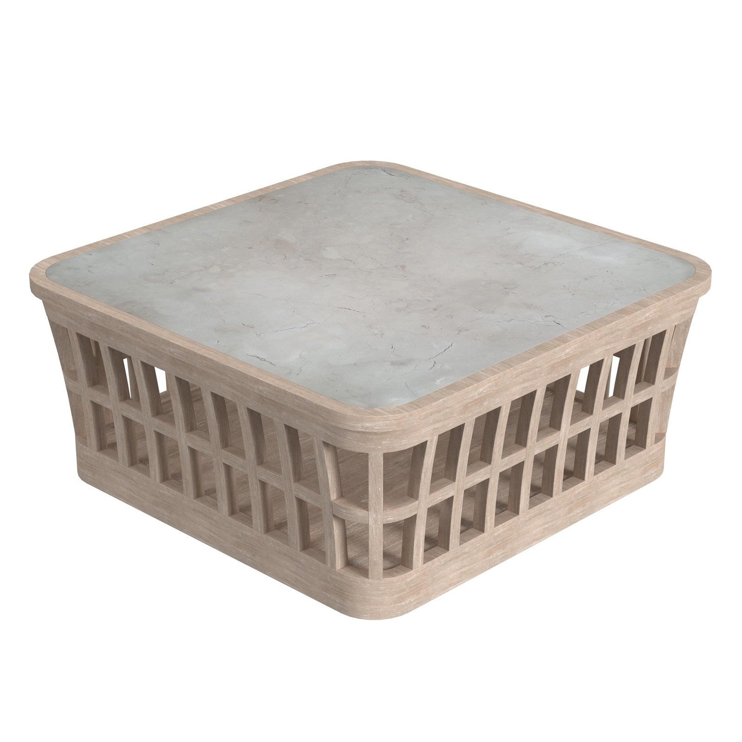 Butler Specialty Company Monhegan Outdoor Teak and Marble Coffee Table, Light Brown  - 5666436