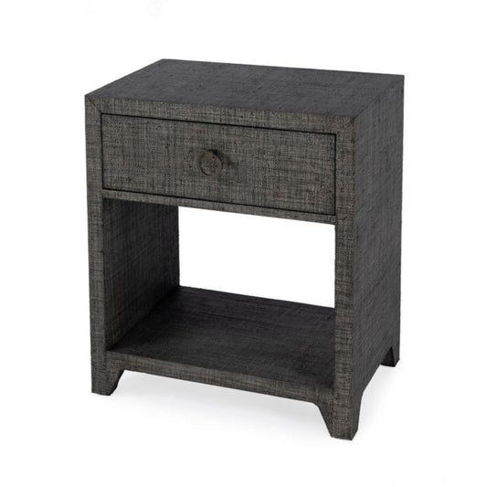 Butler Specialty Company Bar Harbor Raffia 1 Drawer Nightstand, Charcoal  - 5669420