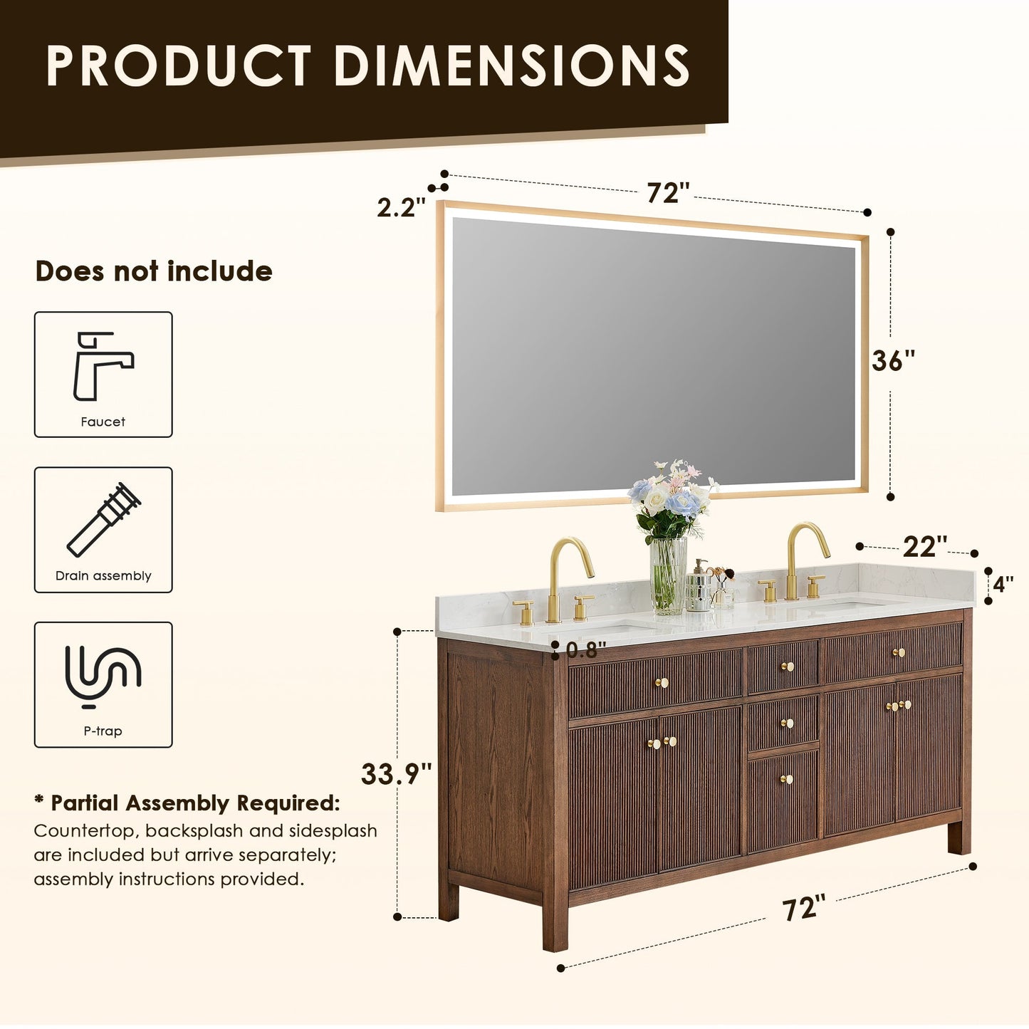 Cerrito 72" double vanity with top
