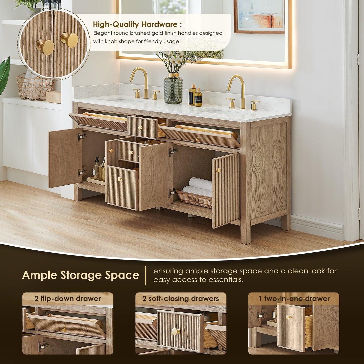 Cerrito 72" double vanity with top