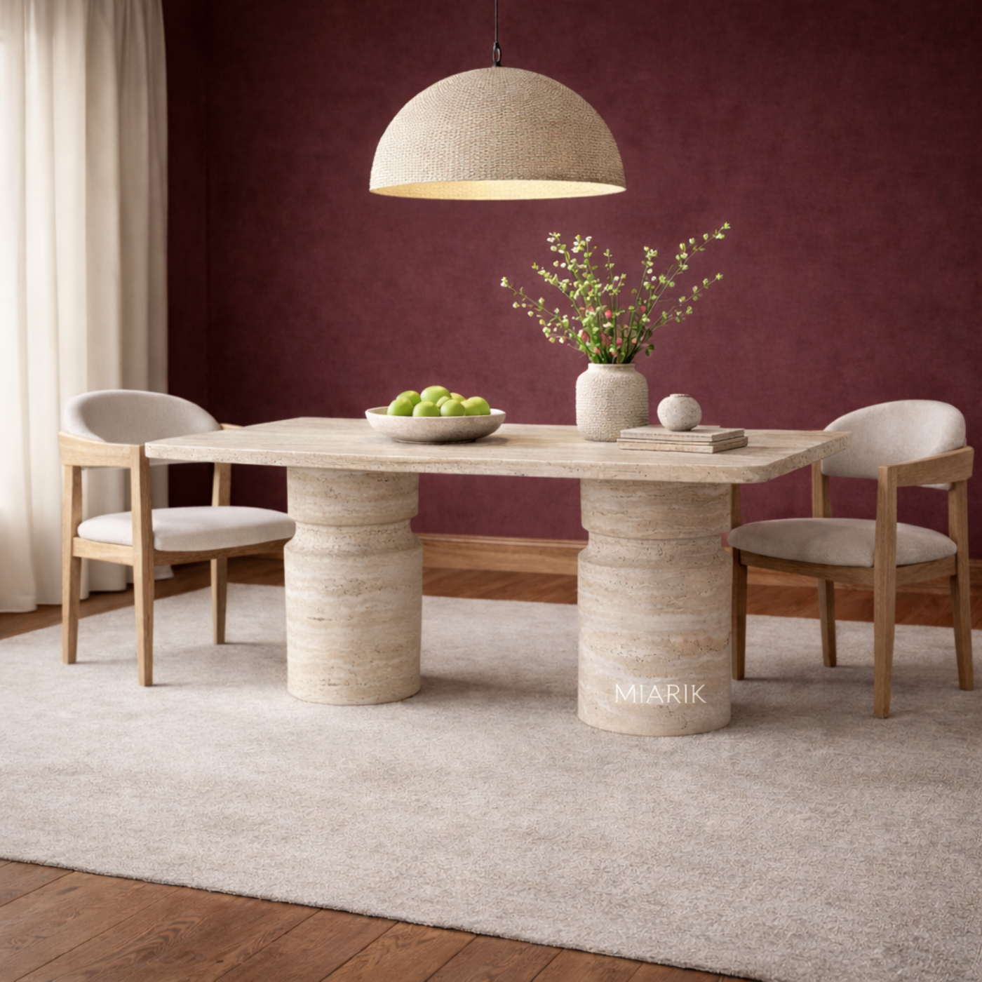 Lovecup  Joyce Travertine Marble Designer Dining Table - JOYCEYEMEKMASASI