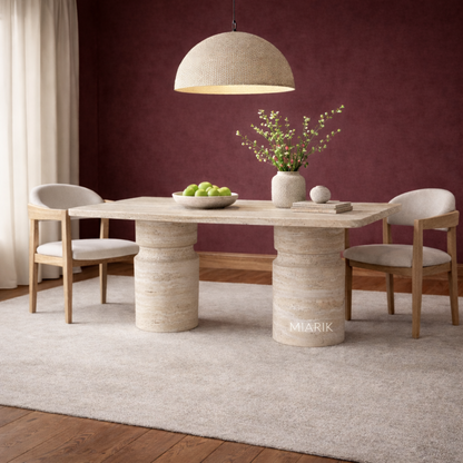 Lovecup  Joyce Travertine Marble Designer Dining Table - JOYCEYEMEKMASASI