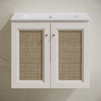 Swiss Madison Classe 24" Wall-Mounted Bathroom Vanity in White Oak with Single Faucet Hole Vanity Top - SM-BV2807WO
