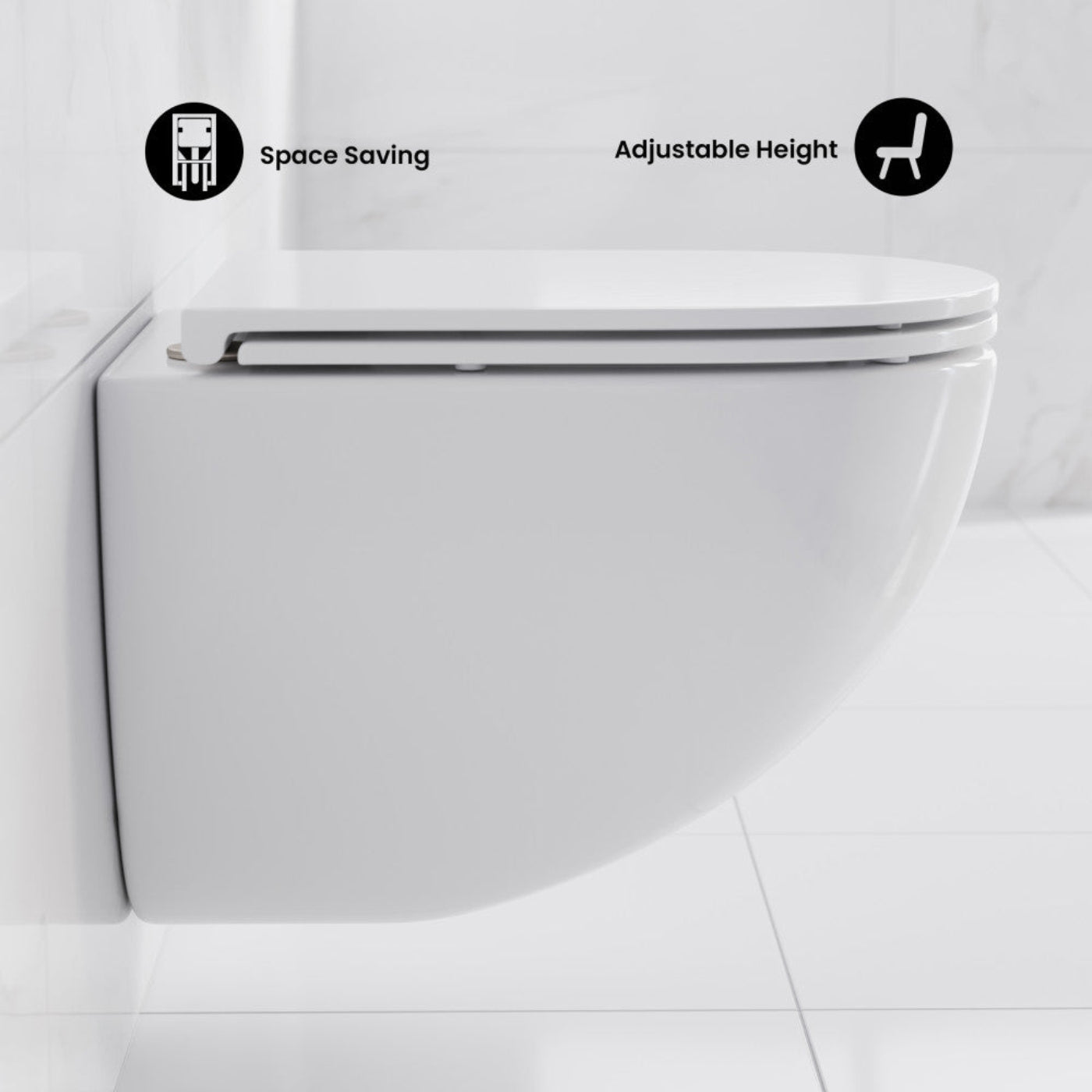Swiss Madison St. Tropez Wall-Hung Toilet Bundle 0.8/1.6 GPF Dual Flush in Glossy White with Flush Plate - SM-WK449-01W