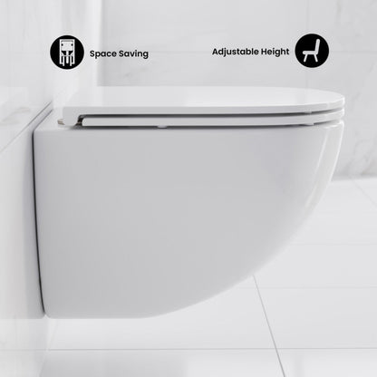 Swiss Madison St. Tropez Wall-Hung Toilet Bundle 0.8/1.6 GPF Dual Flush in Glossy White with Flush Plate - SM-WK449-01W