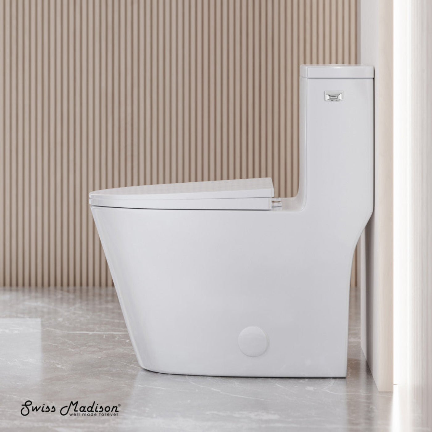 Swiss Madison Dreux One-Piece 12" Rough-in 1.28 GPF Right Flush Elongated Toilet in Glossy White - SM-1T4108GW