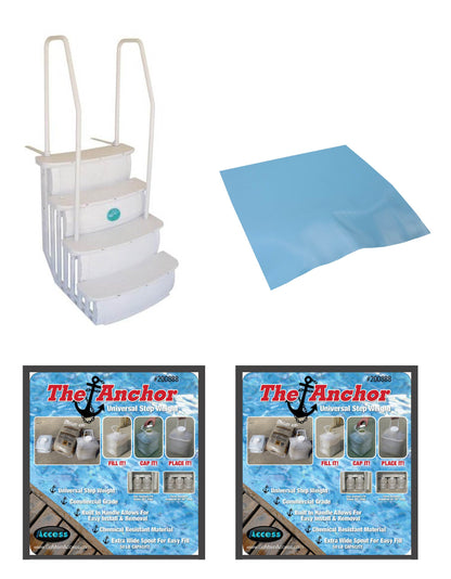 NEW Main Access iStep Above Ground Pool Entry Ladder w/ Mat Pad + 2 Sand Weights - 59342