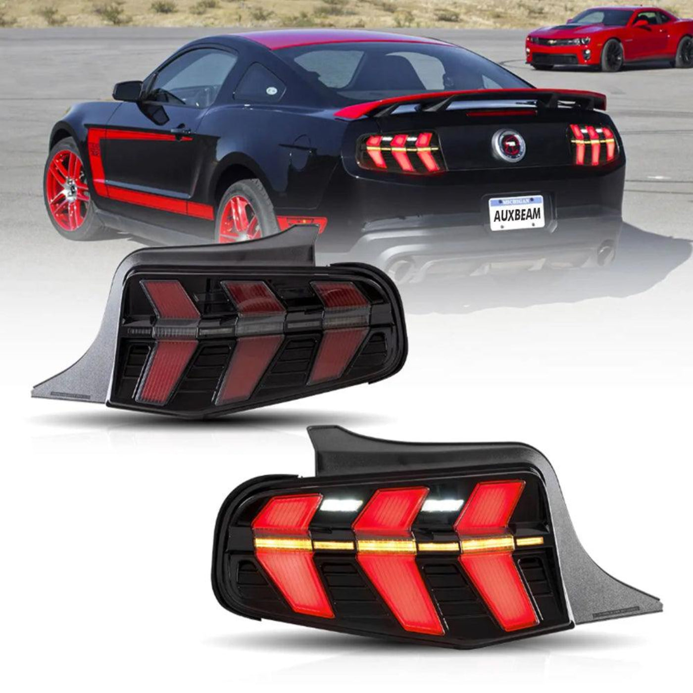 Auxbeam LED Tail Lights Assembly With 5 Modes Turn Signal 2 Modes Brake Lighting Smoked For 2010-2012 Ford Mustang 5th Gen (S-197 II) Pre-Facelift - ZC000162
