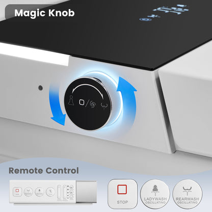 Awoco Smart Bidet Toilet, Smart Bidet with Toilet Built in, Heated Seat, Auto Open & Close Lid Seat, Foot Sensor Operation, Auto Flush, Warm Water & Dryer, Remote Control, LED Display (White) - AWC-ST-T5