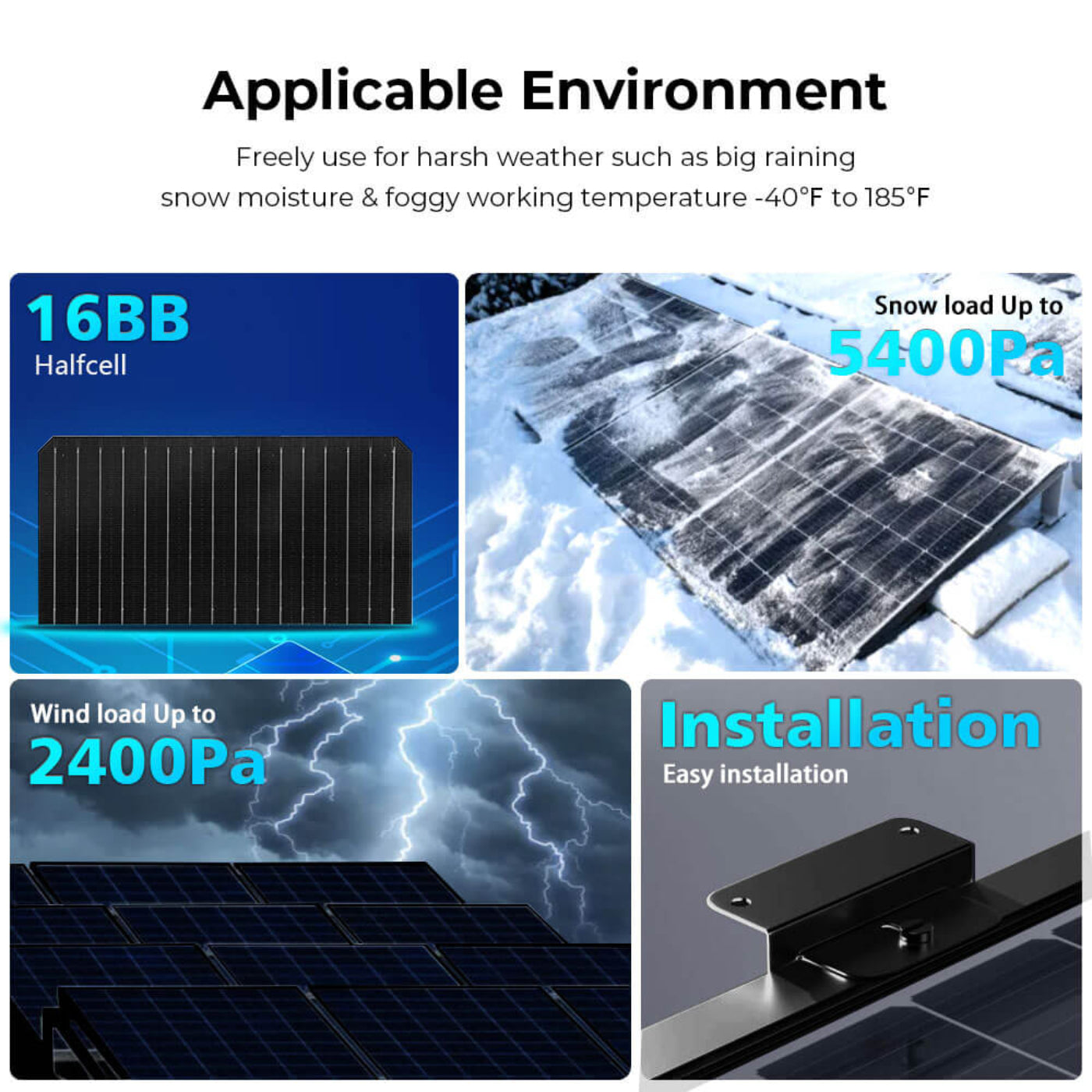 SunGold Power 440W Mono Black N-Type Solar Panel UL61730 CEC Listed - SGN-440-SW5x2