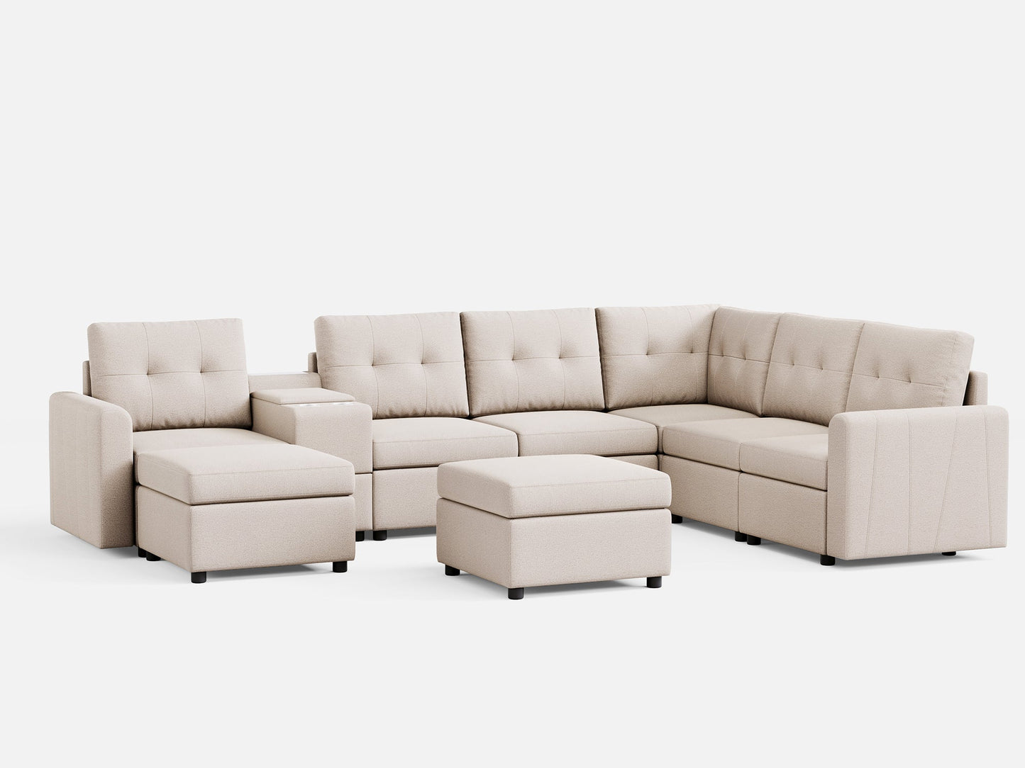 LINSY HOME RUBIK III 5 Seats with 2 Ottomans & Corner & Console - US-LH-SPF-Sofa-S800-F-52111-0-00