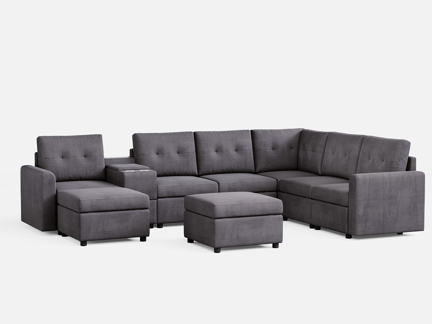 LINSY HOME RUBIK III 5 Seats with 2 Ottomans & Corner & Console - US-LH-SPF-Sofa-S800-F-52111-0-00