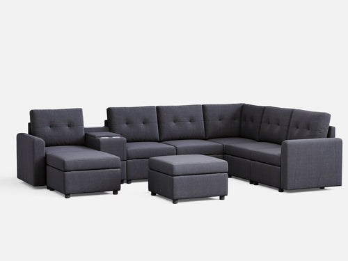 LINSY HOME RUBIK III 5 Seats with 2 Ottomans & Corner & Console - US-LH-SPF-Sofa-S800-F-52111-0-00