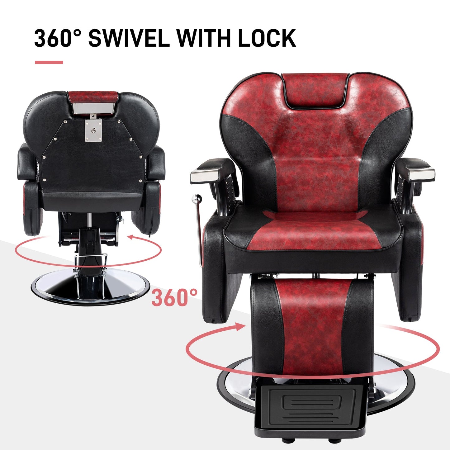 OmySalon BC1201 Classical Style Heavy Duty Hydraulic Reclining Barber Chair - G59000267