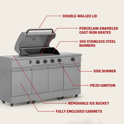 TYTUS Fresno 5-Burner LP/NG Convertible Grill in Gunmetal Gray - TDT-021-0101