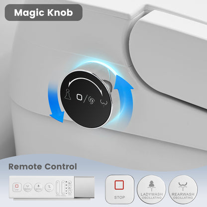 Awoco Smart Toilet with Bidet, Smart Bidet Toilet with Heated Seat, Auto Open Close, Foot Sensor Flush, Warm Water & Dryer, Remote Control, Digital Display, One Piece Toilet with Tank - AWC-ST-T3-MB