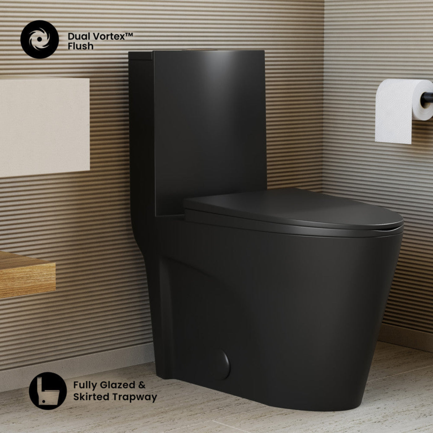 Swiss Madison St. Tropez One-Piece Elongated Toilet Vortex Dual-Flush in Matte Black 1.1/1.6 gpf - SM-1T254MB