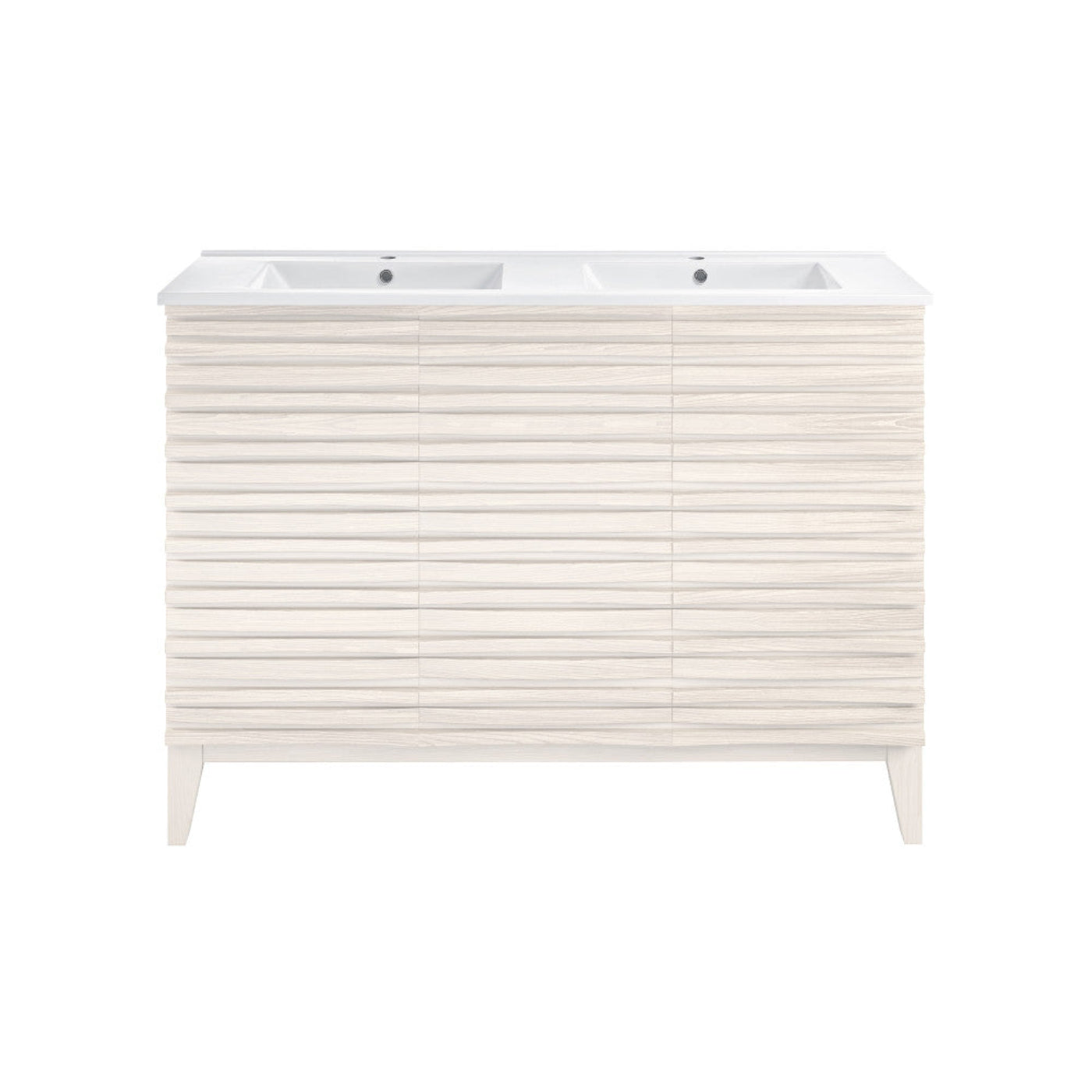 Swiss Madison Cascade 48" Freestanding Bathroom Vanity in White Oak with Double Basin Sink Top - SM-BV8636WO