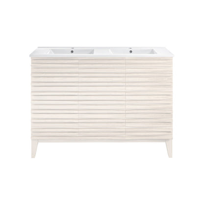 Swiss Madison Cascade 48" Freestanding Bathroom Vanity in White Oak with Double Basin Sink Top - SM-BV8636WO
