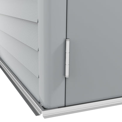 Outsunny 4.6' x 9' Steel Outdoor Storage Shed, with Foundation Kit, Lockable Doors and Gloves, White - 845-841V01WT