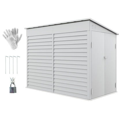 Outsunny 4.6' x 9' Steel Outdoor Storage Shed, with Foundation Kit, Lockable Doors and Gloves, White - 845-841V01WT